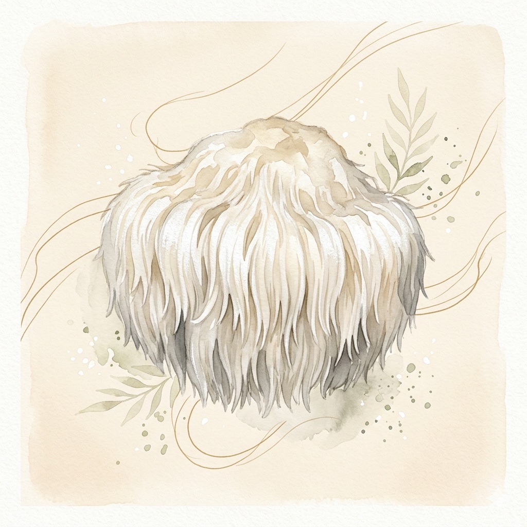 Lion's Mane Mushroom botanical illustration